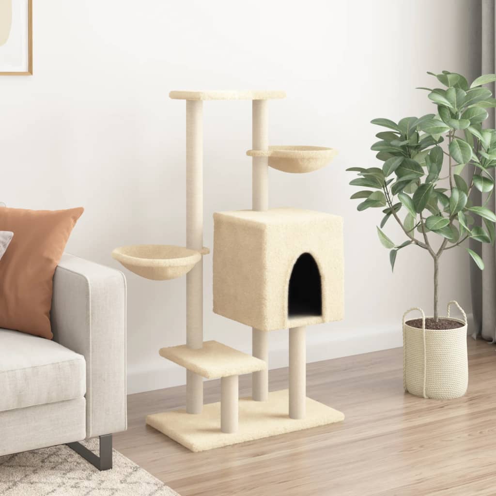 Vidaxl -Katzenmöbel mit Sisal -Kratzerpfosten 117 cm Creme -Farbig