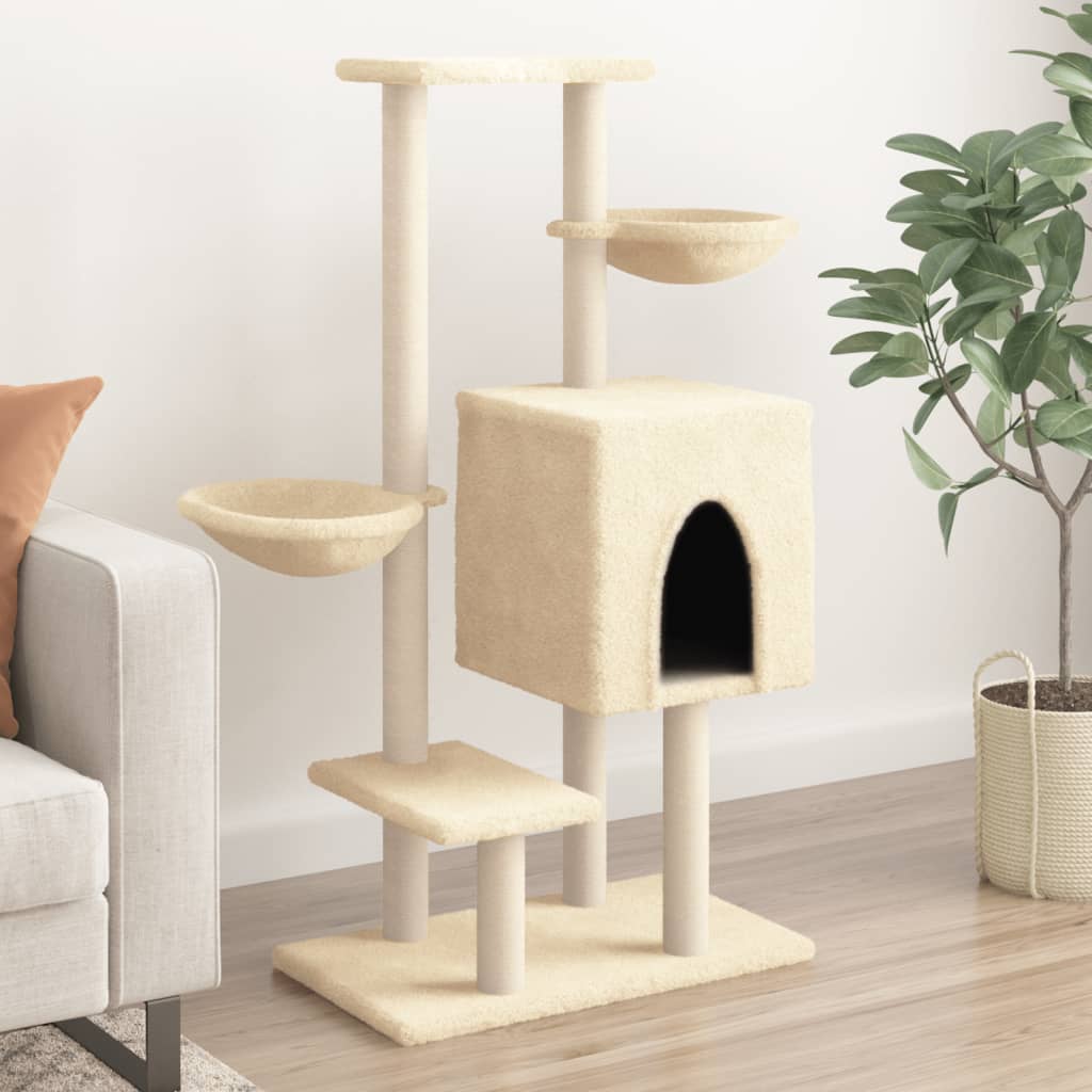 Vidaxl -Katzenmöbel mit Sisal -Kratzerpfosten 117 cm Creme -Farbig