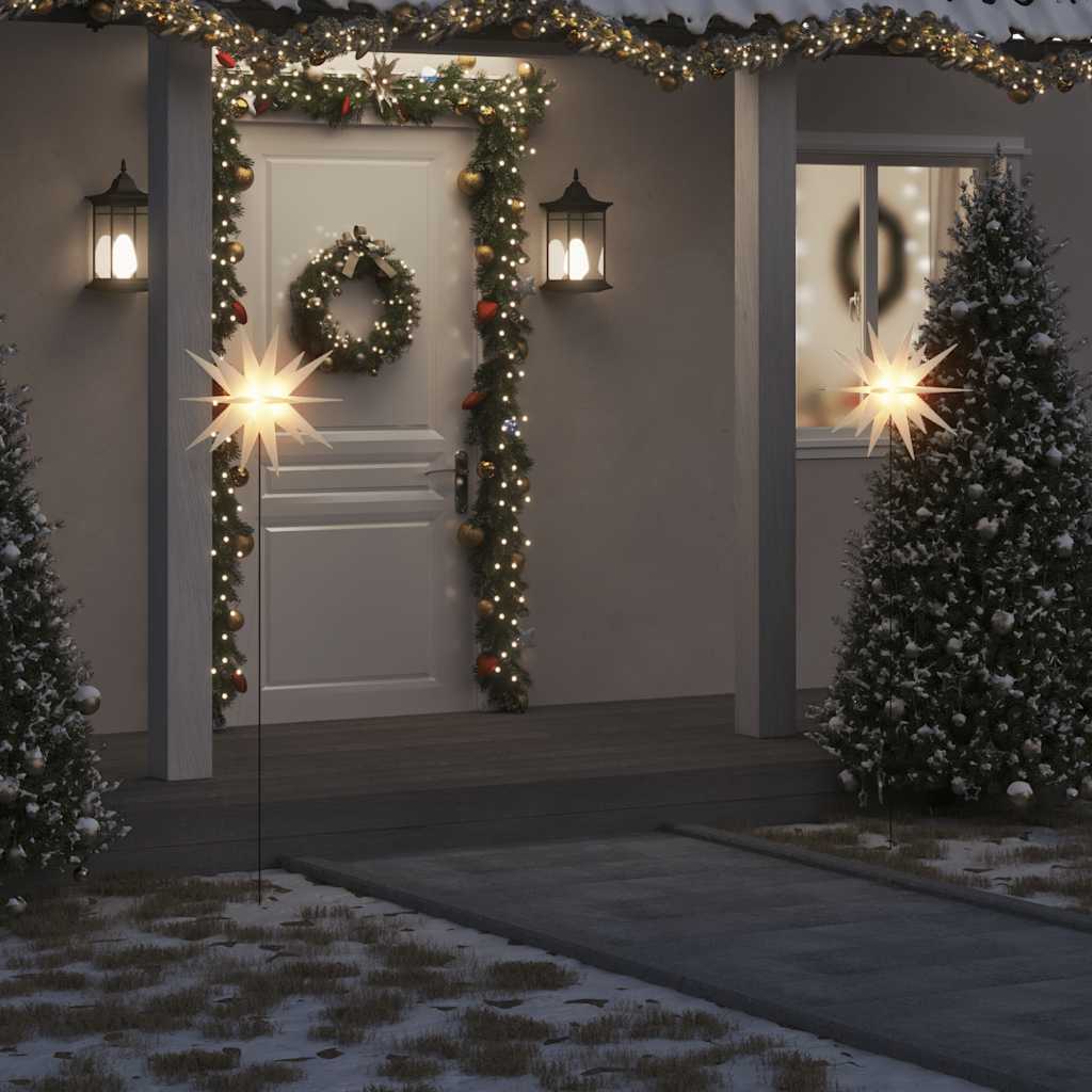VidaXL Weihnachtslichterkette mit Erdspieß und LED, faltbar, 57 cm, weiß