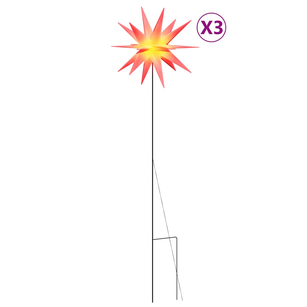 VidaXL Weihnachtslichterkette mit Erdspieß und LEDs, 3 Stück, 35 cm, rot