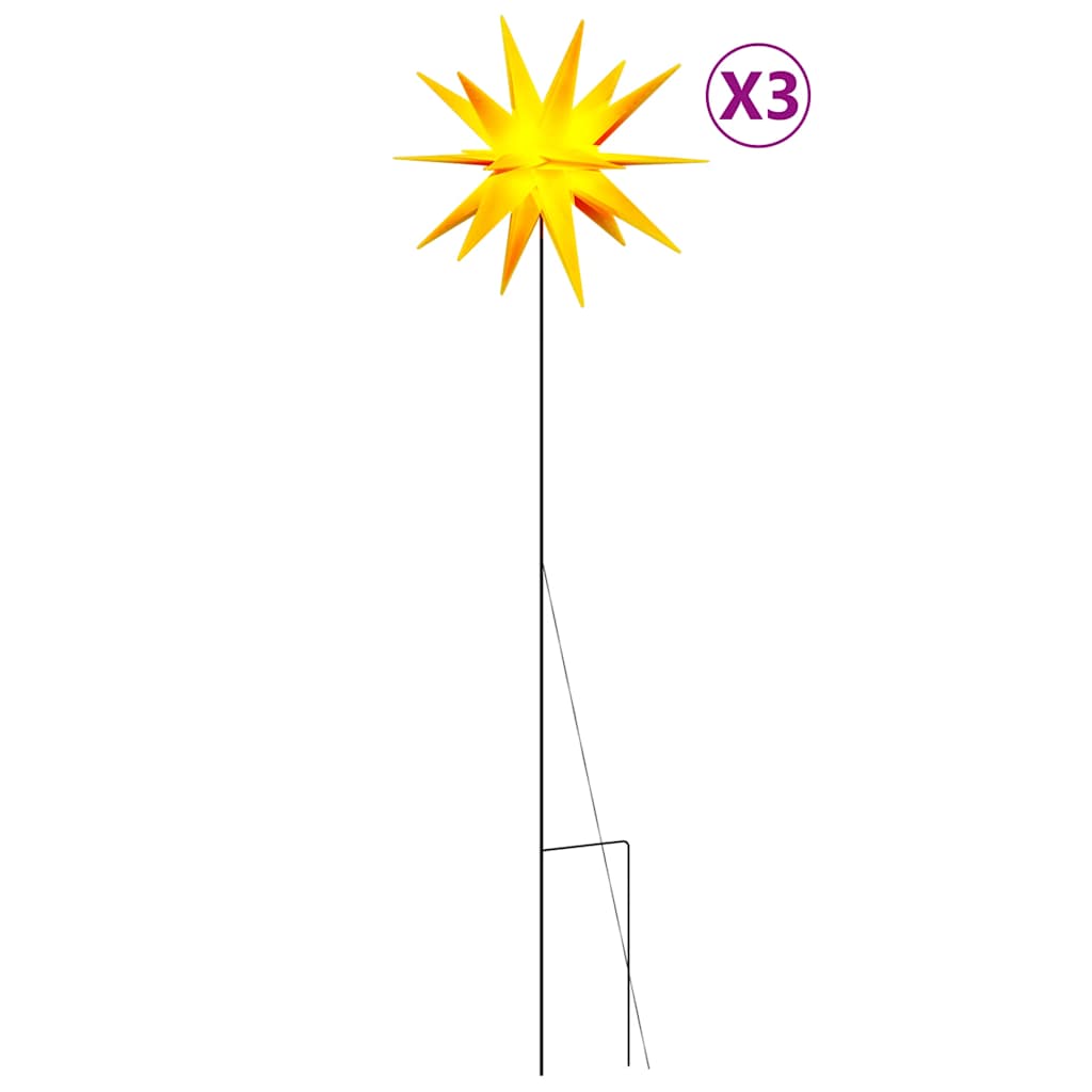 VidaXL Weihnachtslichterkette mit Erdspieß und LEDs, 3 Stück, 35 cm, gelb
