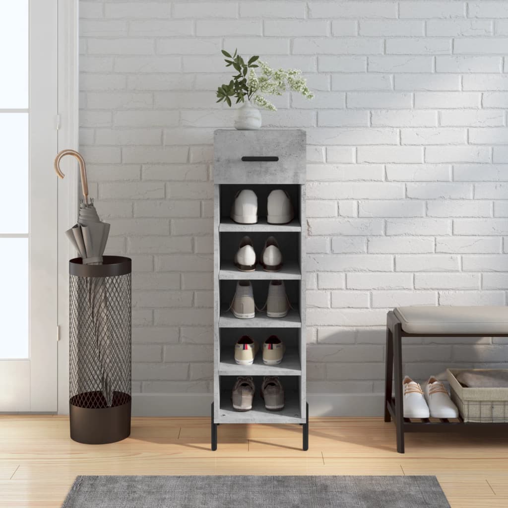 Vidaxl schoenenkast 30x35x105 cm bewerkt hout betongrijs