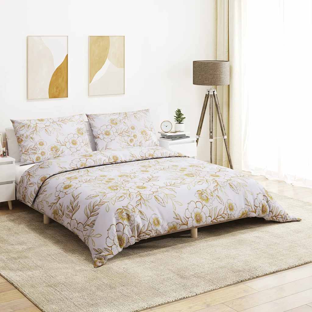 VidaXL Bettwäsche-Set 140x200 cm Baumwolle Weiß und Braun