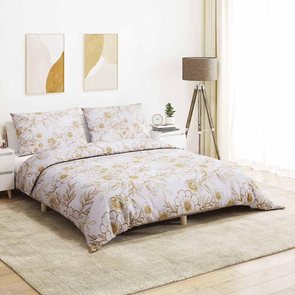 VidaXL Bettwäsche-Set 140x200 cm Baumwolle Weiß und Braun