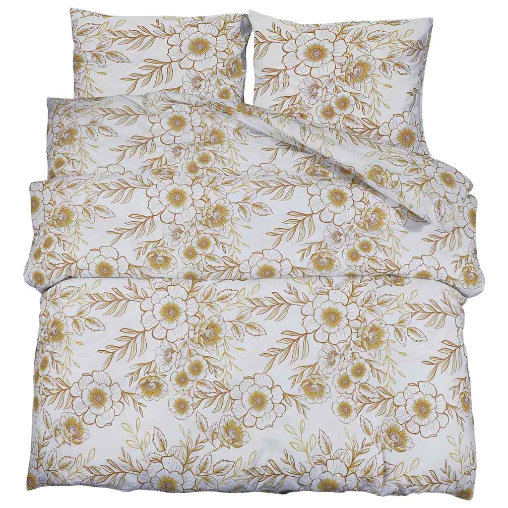 VidaXL Bettwäsche-Set 260x240 cm Baumwolle Weiß und Braun