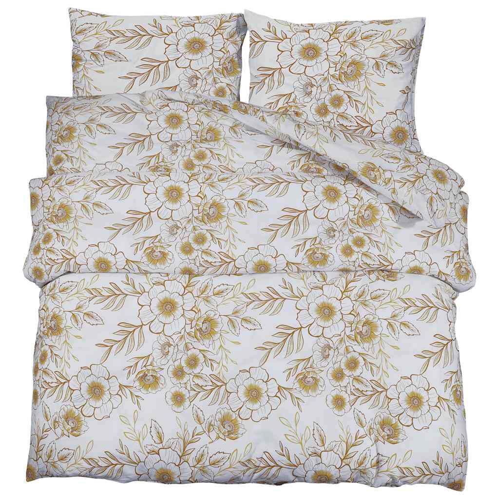 VidaXL Bettwäsche-Set 200x220 cm Baumwolle Weiß und Braun