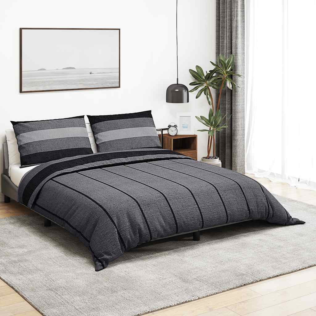 VidaXL Bettwäsche-Set 135x200 cm Baumwolle Dunkelgrau