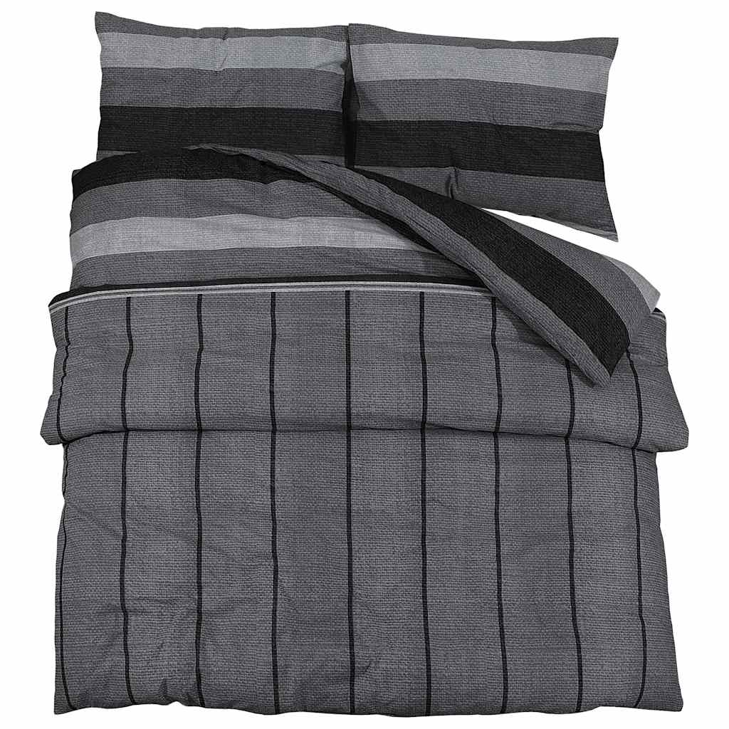VidaXL Bettwäsche-Set 225x220 cm Baumwolle Dunkelgrau