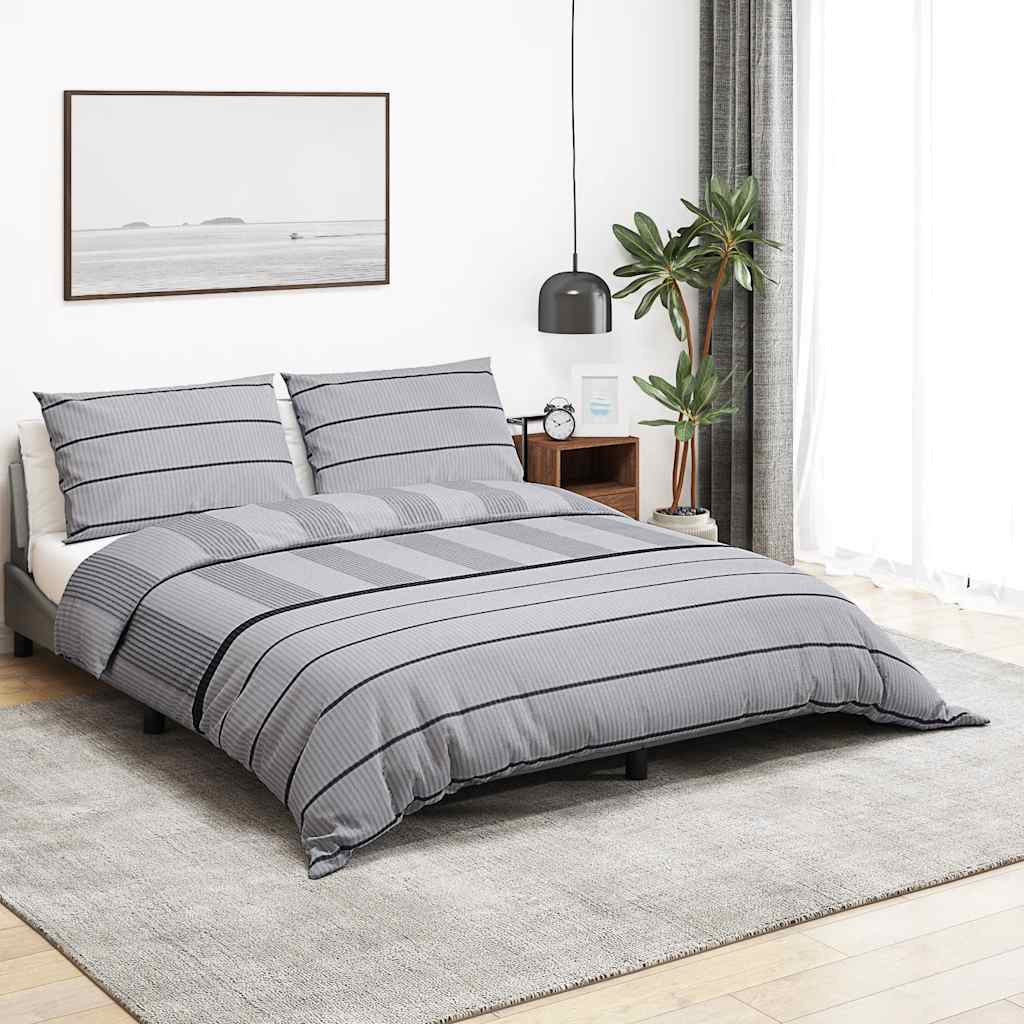 Vidaxl dekbedovertrekset 155x220 cm katoen grijs