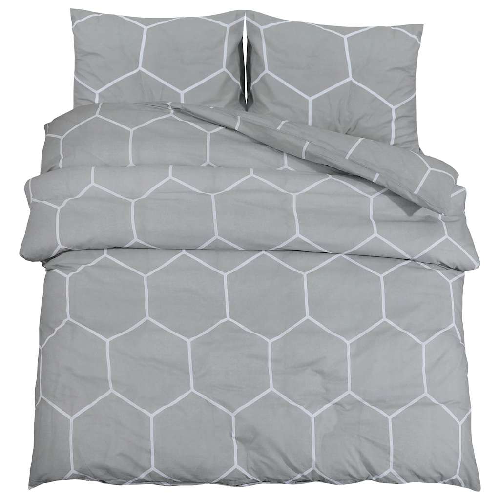 Vidaxl dekbedovertrekset 240x220 cm katoen grijs
