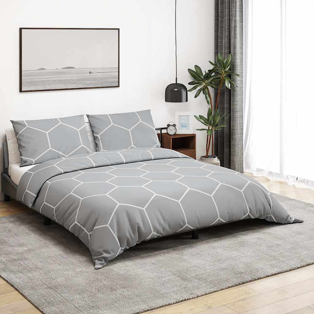 VidaXL Bettwäsche-Set 200x200 cm Baumwolle Grau