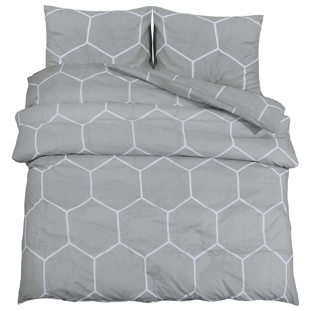 VidaXL Bettwäsche-Set 200x200 cm Baumwolle Grau
