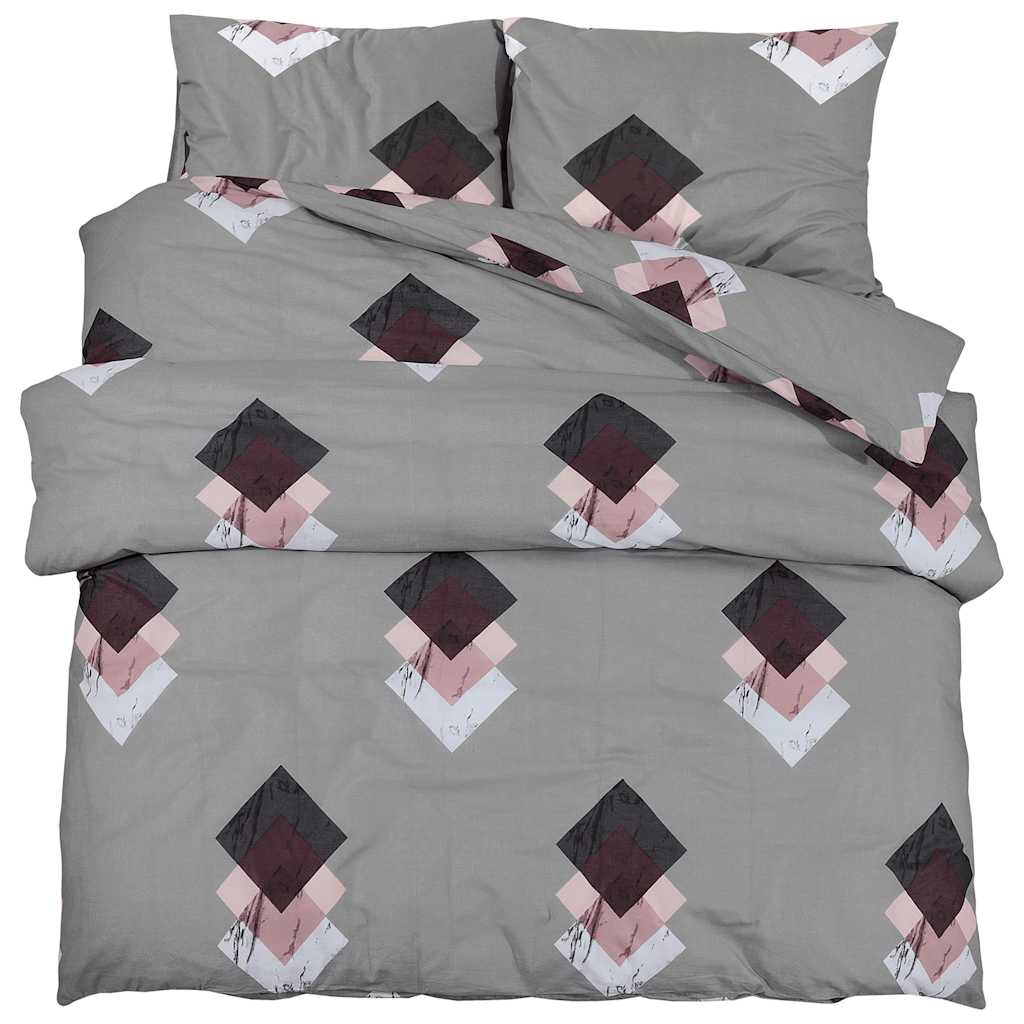 VidaXL Bettwäsche-Set 200x200 cm Baumwolle Grau
