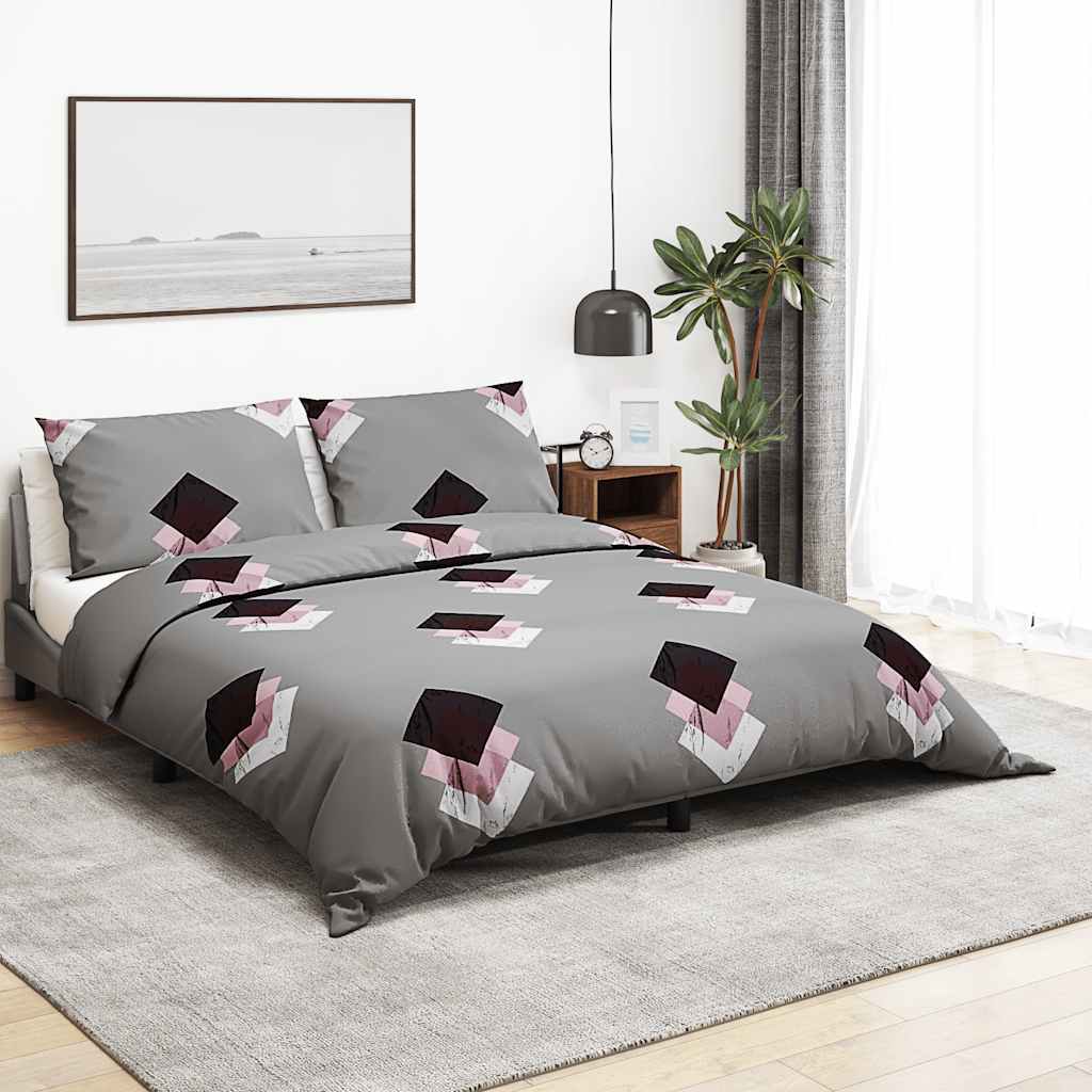 VidaXL Bettwäsche-Set 200x220 cm Baumwolle Grau