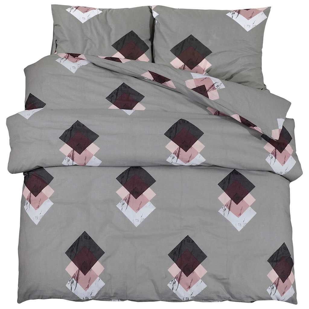VidaXL Bettwäsche-Set 200x200 cm Baumwolle Grau