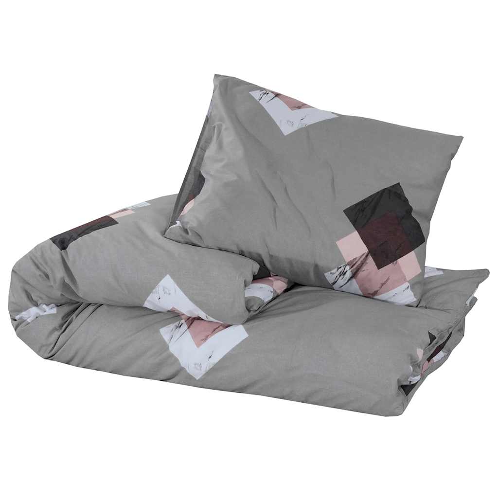 VidaXL Bettwäsche-Set 200x200 cm Baumwolle Grau