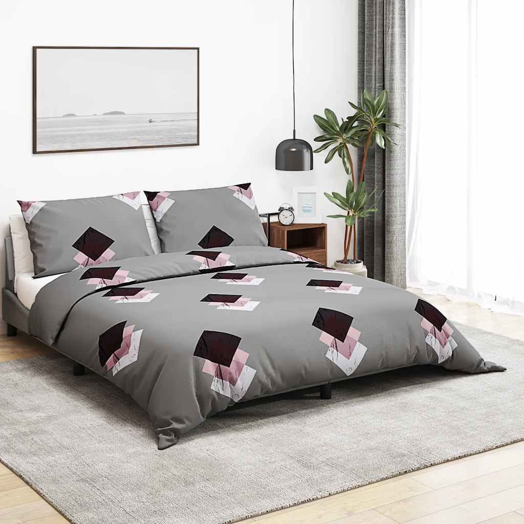 VidaXL Bettwäsche-Set 200x200 cm Baumwolle Grau