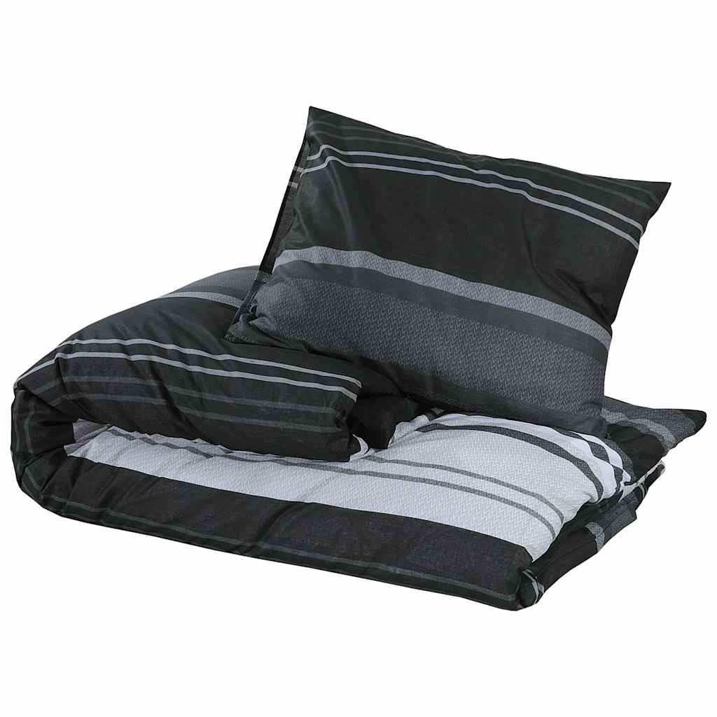 VidaXL Bettwäsche-Set 140x200 cm Baumwolle Schwarz und Weiß
