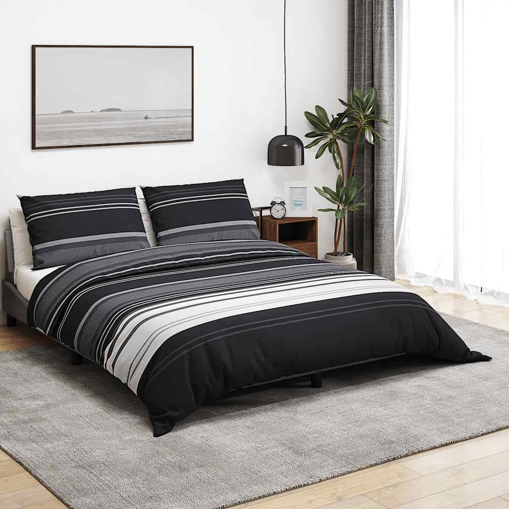 Vidaxl dekbedovertrekset 135x200 cm katoen zwart en wit