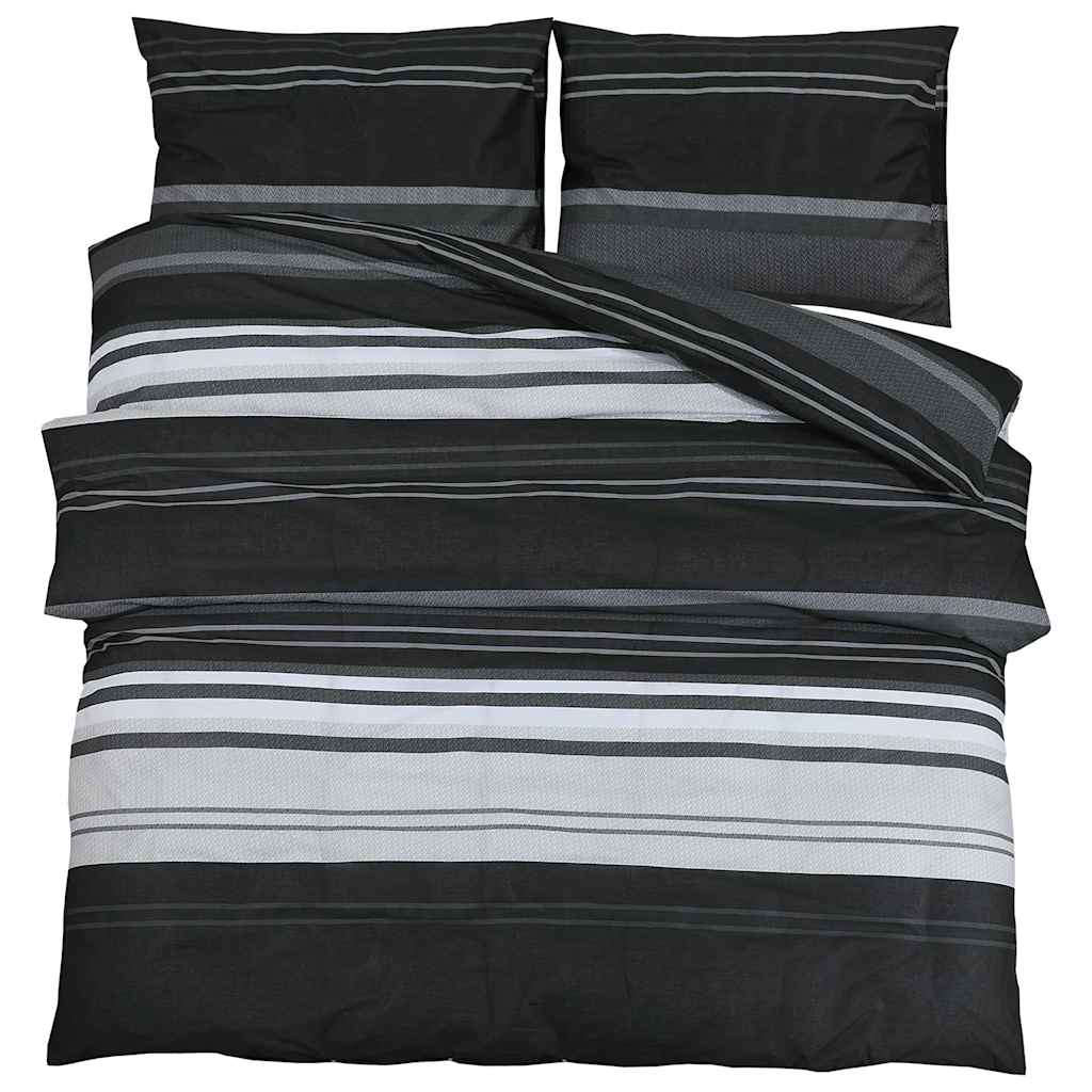 Vidaxl dekbedovertrekset 155x220 cm katoen zwart en wit