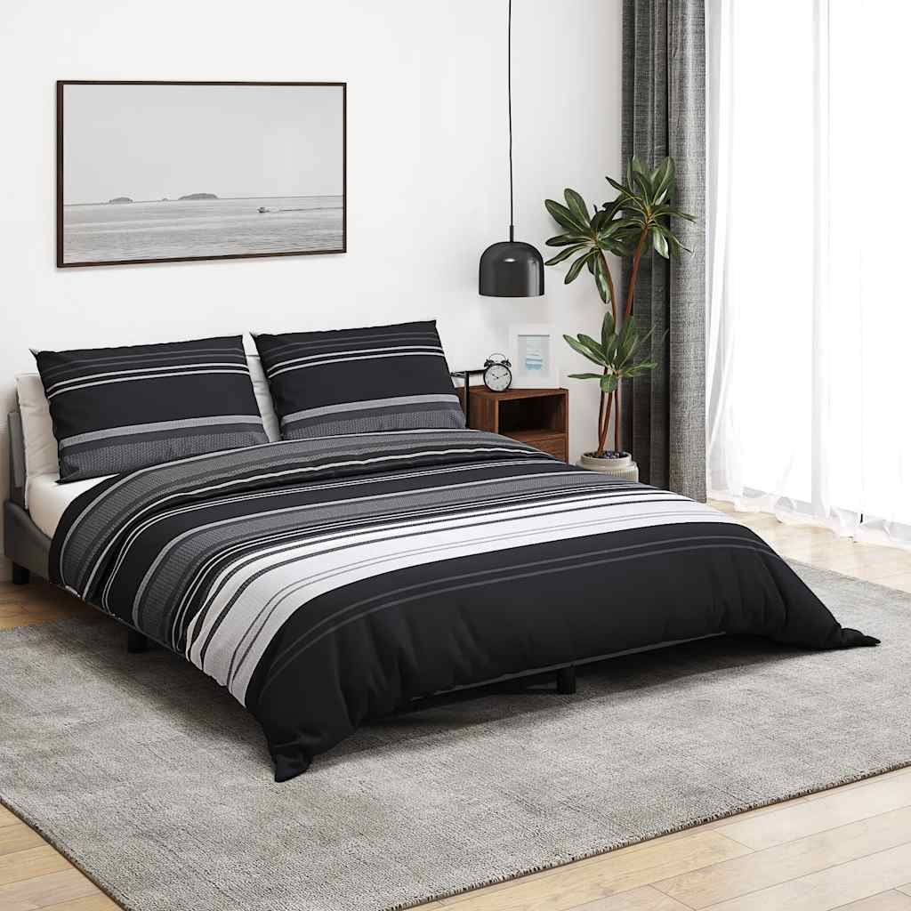 Vidaxl dekbedovertrekset 155x220 cm katoen zwart en wit