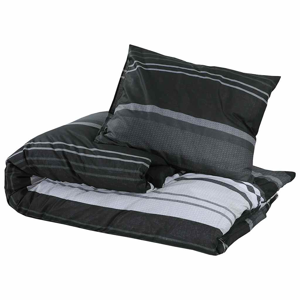 VidaXL Bettwäsche-Set 200x200 cm Baumwolle Schwarz und Weiß