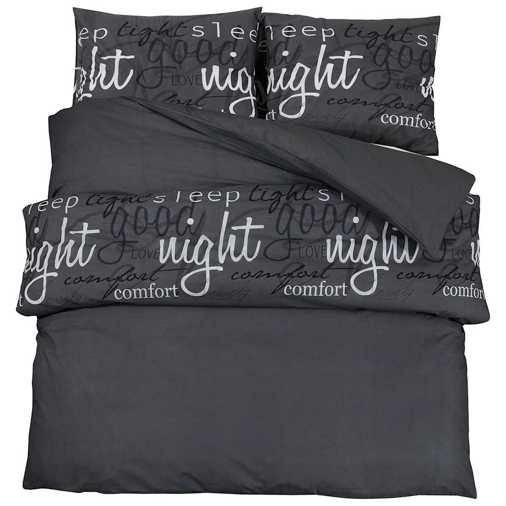 VidaXL Bettwäsche-Set 260x220 cm Baumwolle Schwarz