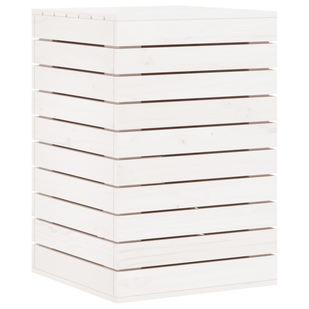 VidaXL Waschkorb 44x44x66 cm Festkiefer weiß