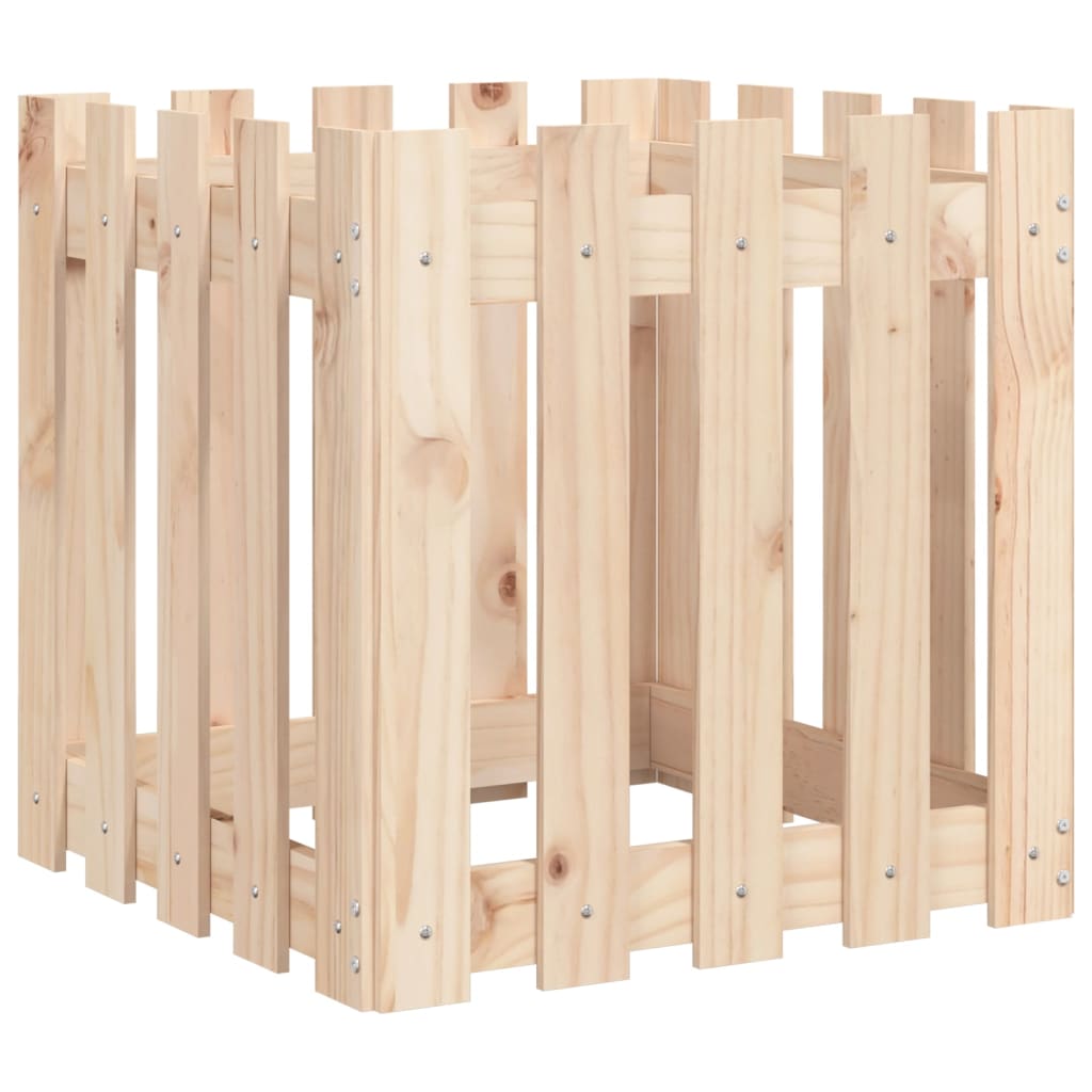 VidaXL Pflanzkübel mit Zaun-Design, 50 x 50 x 50 cm, massives Kiefernholz