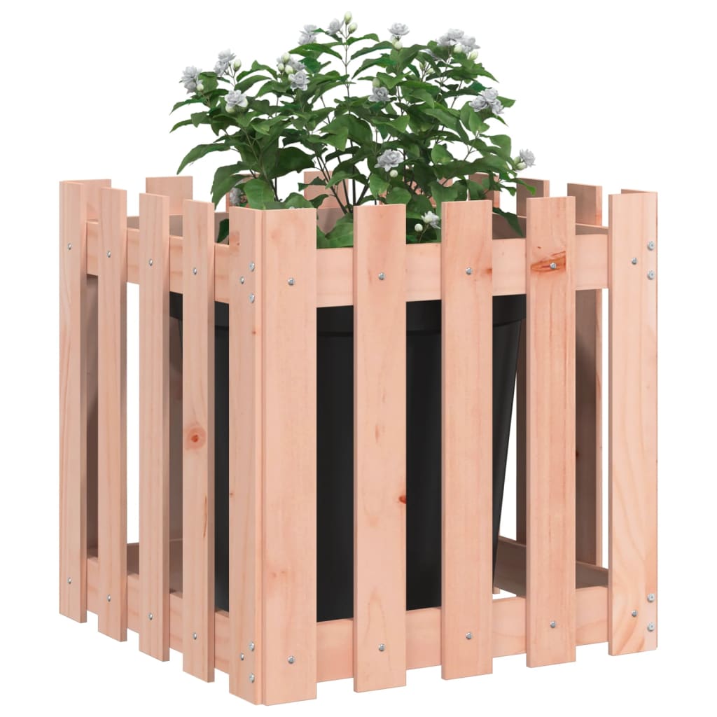VidaXL Pflanzkübel mit Zaun-Design, 50 x 50 x 50 cm, massives Douglasienholz