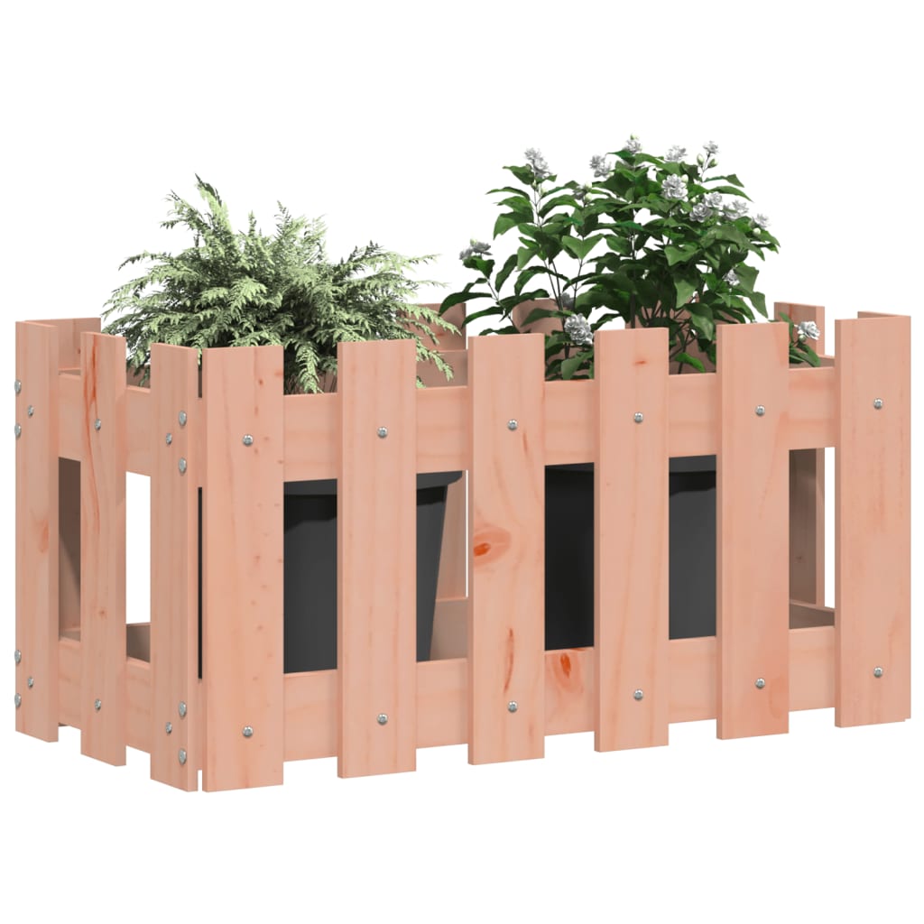 VidaXL Pflanzkübel mit Zaun-Design, 60 x 30 x 30 cm, massives Douglasienholz