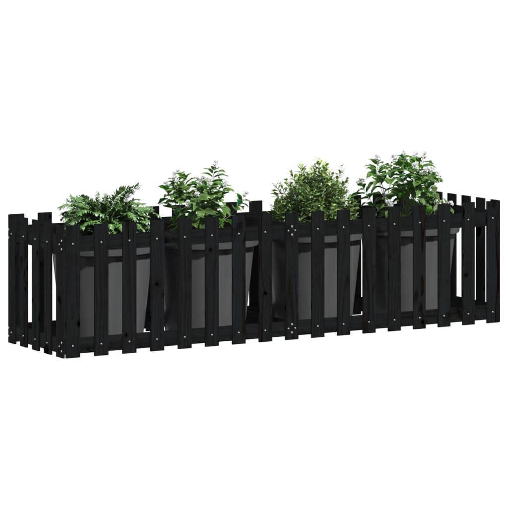 VidaXL Pflanzer Insent HEK Design 200x50x50 cm Kiefernholz schwarz