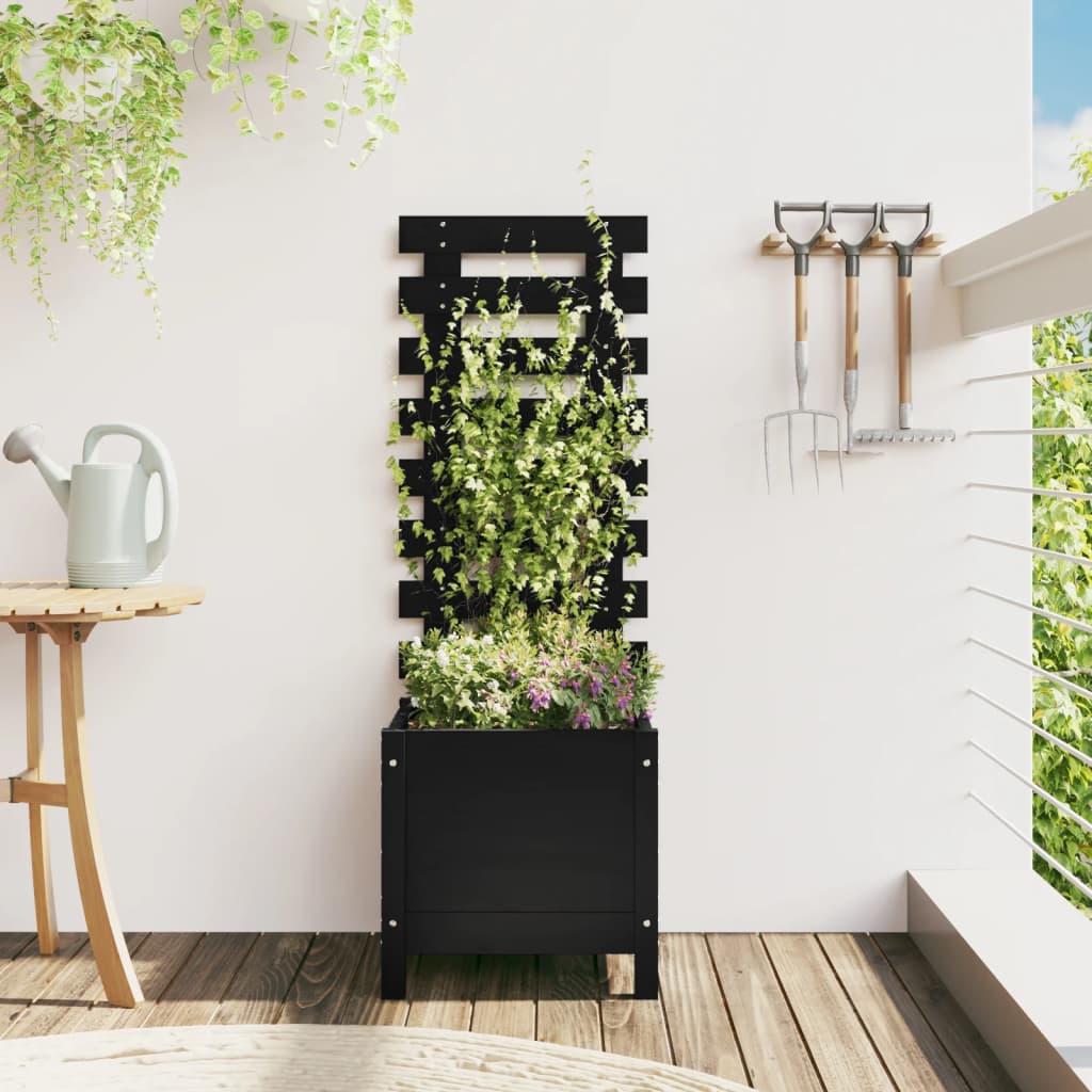 VIDAXL -Planzer mit Gestell 39x39,5x114 cm Festkiefer Holz schwarz