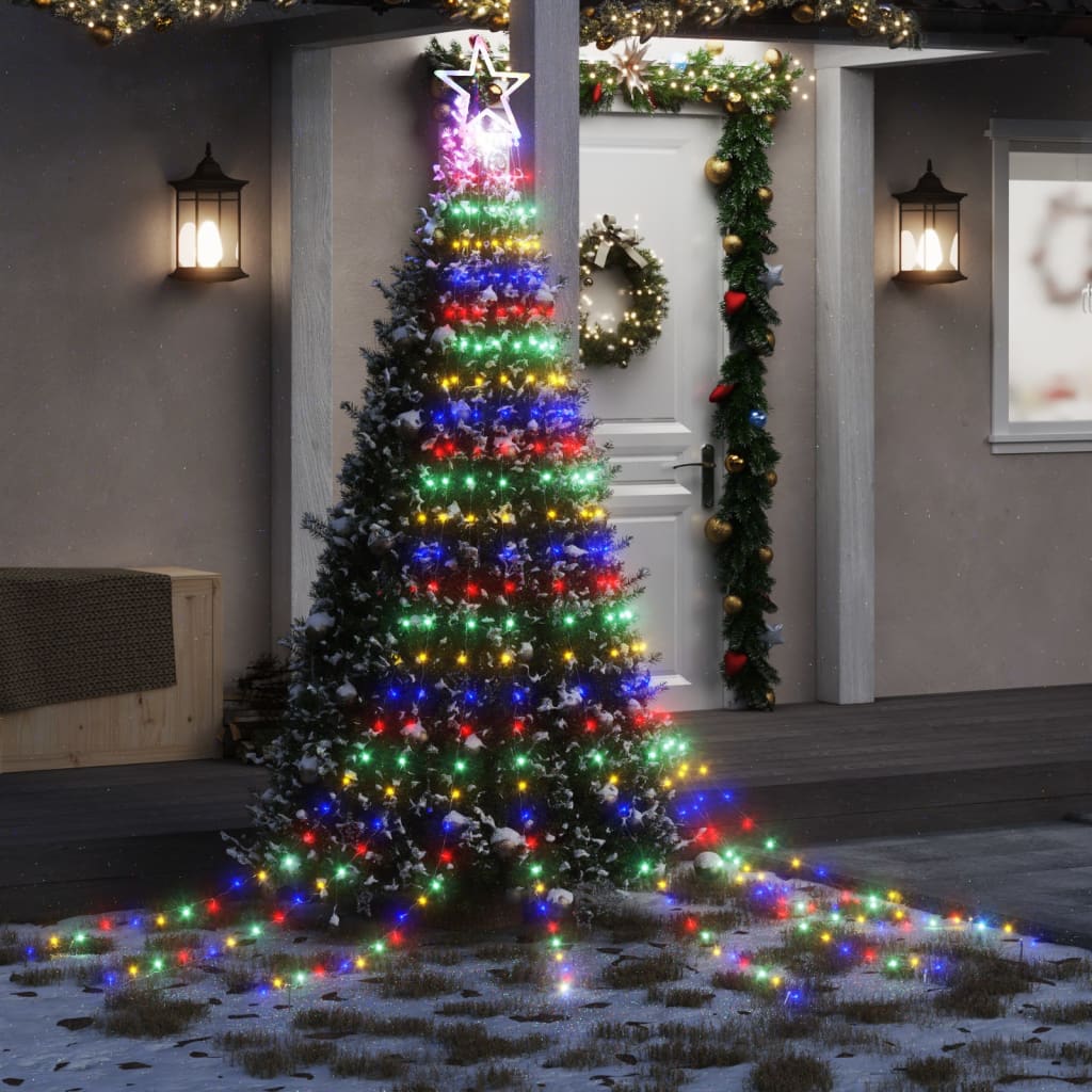 VidaXL Weihnachtsbaumbeleuchtung, 320 bunte LEDs, 375 cm