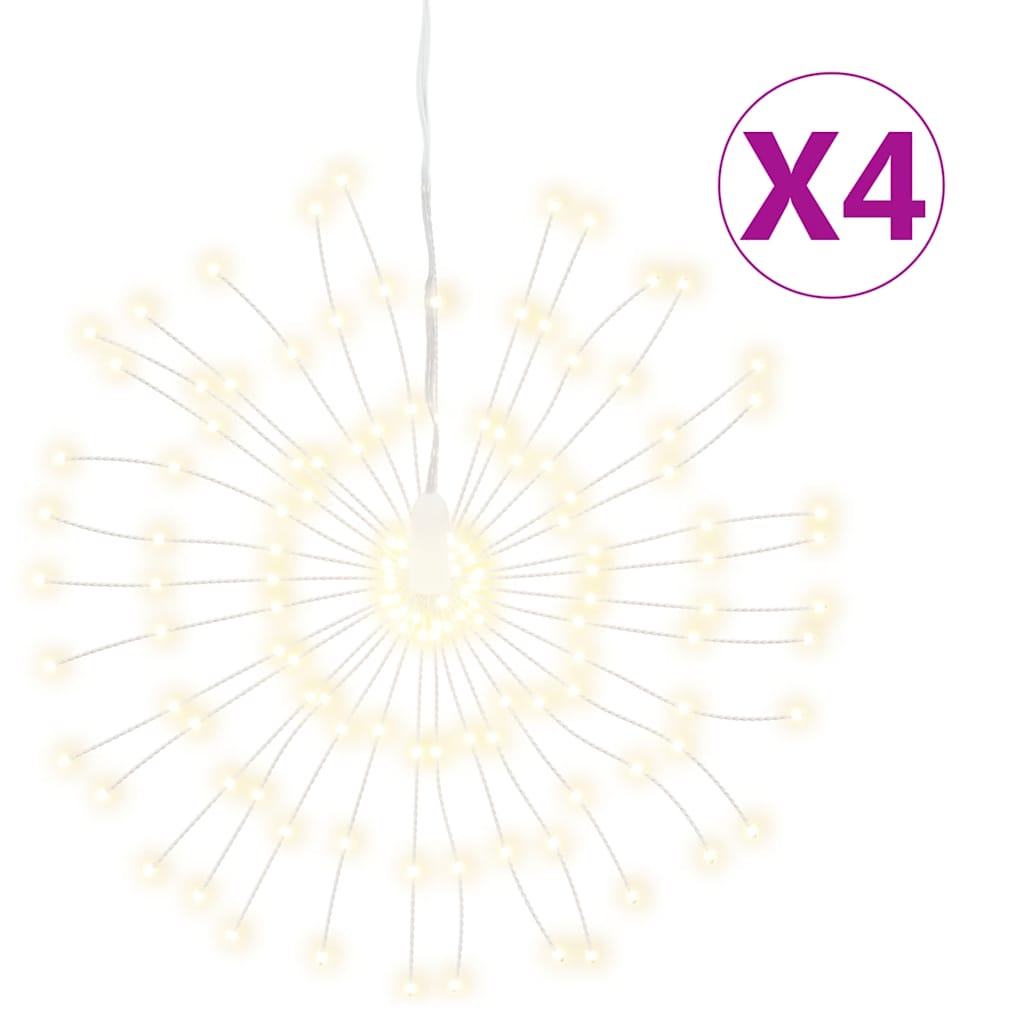 VidaXL Weihnachtslichter-Feuerwerk, 4 Stück, 140 warmweiße LEDs, 17 cm