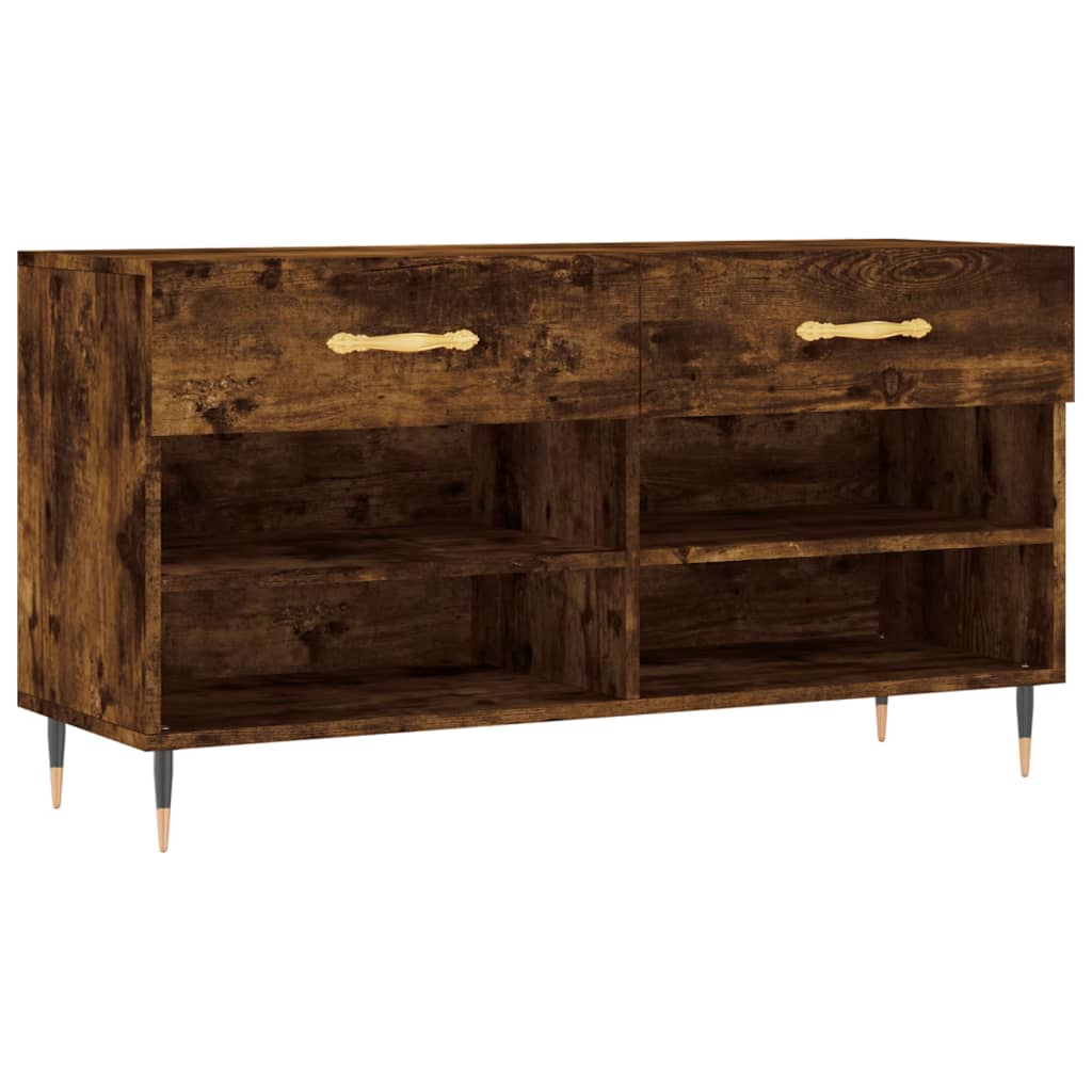 Vidaxxl -Schuhsofa 102x35x55 cm verarbeiteter Holzgeräuchchen -Eiche gefärbt