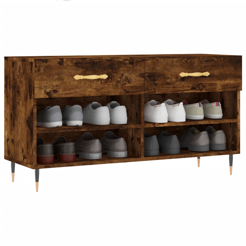 Vidaxxl -Schuhsofa 102x35x55 cm verarbeiteter Holzgeräuchchen -Eiche gefärbt