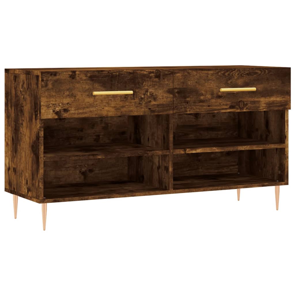 Vidaxxl -Schuhsofa 102x35x55 cm verarbeiteter Holzgeräuchchen -Eiche gefärbt