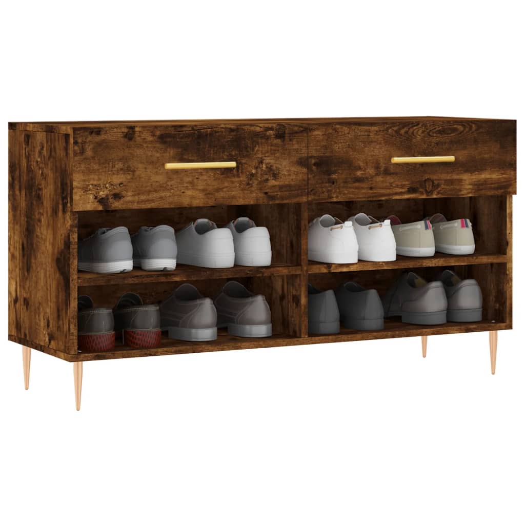 Vidaxxl -Schuhsofa 102x35x55 cm verarbeiteter Holzgeräuchchen -Eiche gefärbt
