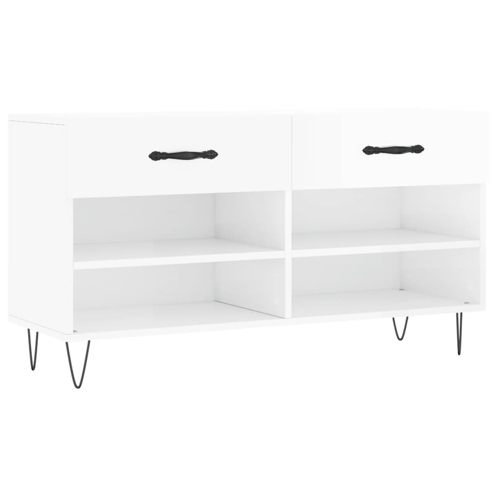 Vidaxx Schuhsofa 102x35x55 cm lackiert in Holz Hochglanz weiß