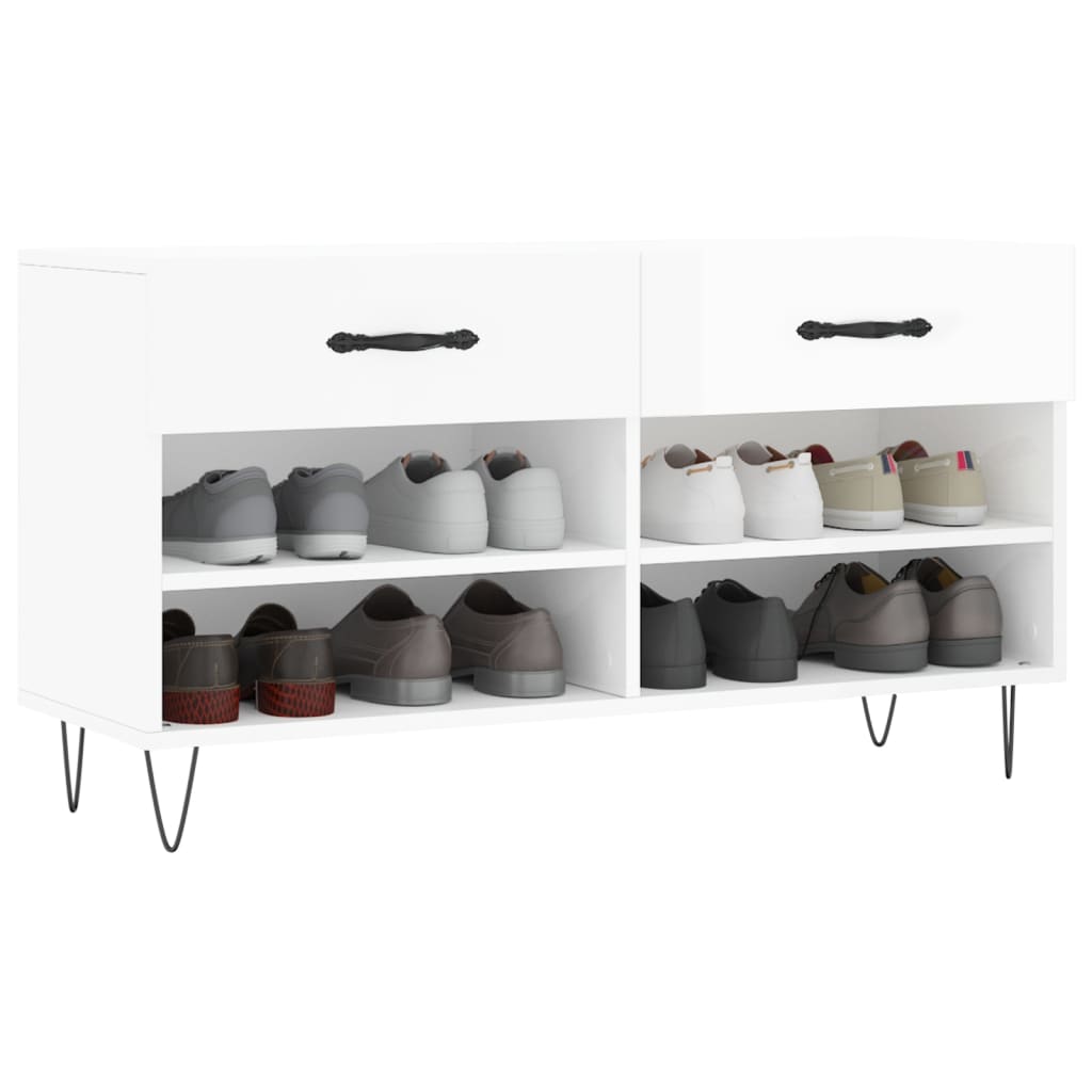 Vidaxx Schuhsofa 102x35x55 cm lackiert in Holz Hochglanz weiß