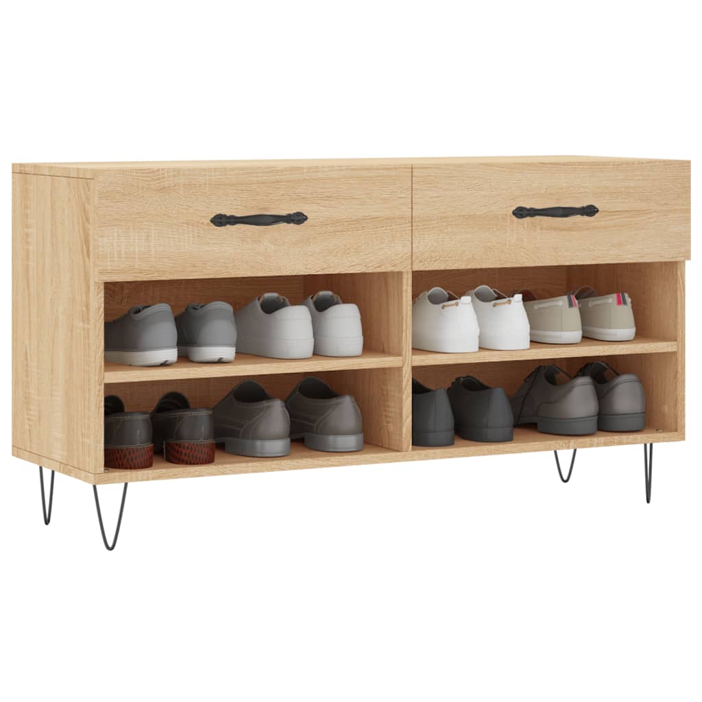 Vidaxx Schuhsofa 102x35x55 cm verarbeitetes Holz Sonoma Eichefarbe