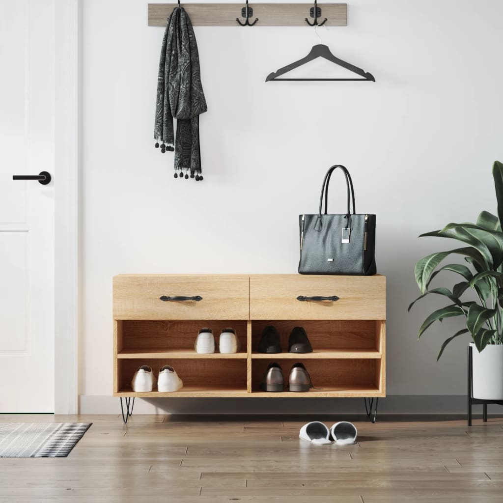 Vidaxx Schuhsofa 102x35x55 cm verarbeitetes Holz Sonoma Eichefarbe