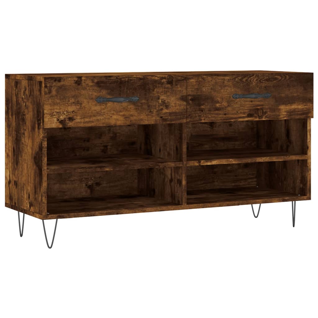 Vidaxxl -Schuhsofa 102x35x55 cm verarbeiteter Holzgeräuchchen -Eiche gefärbt