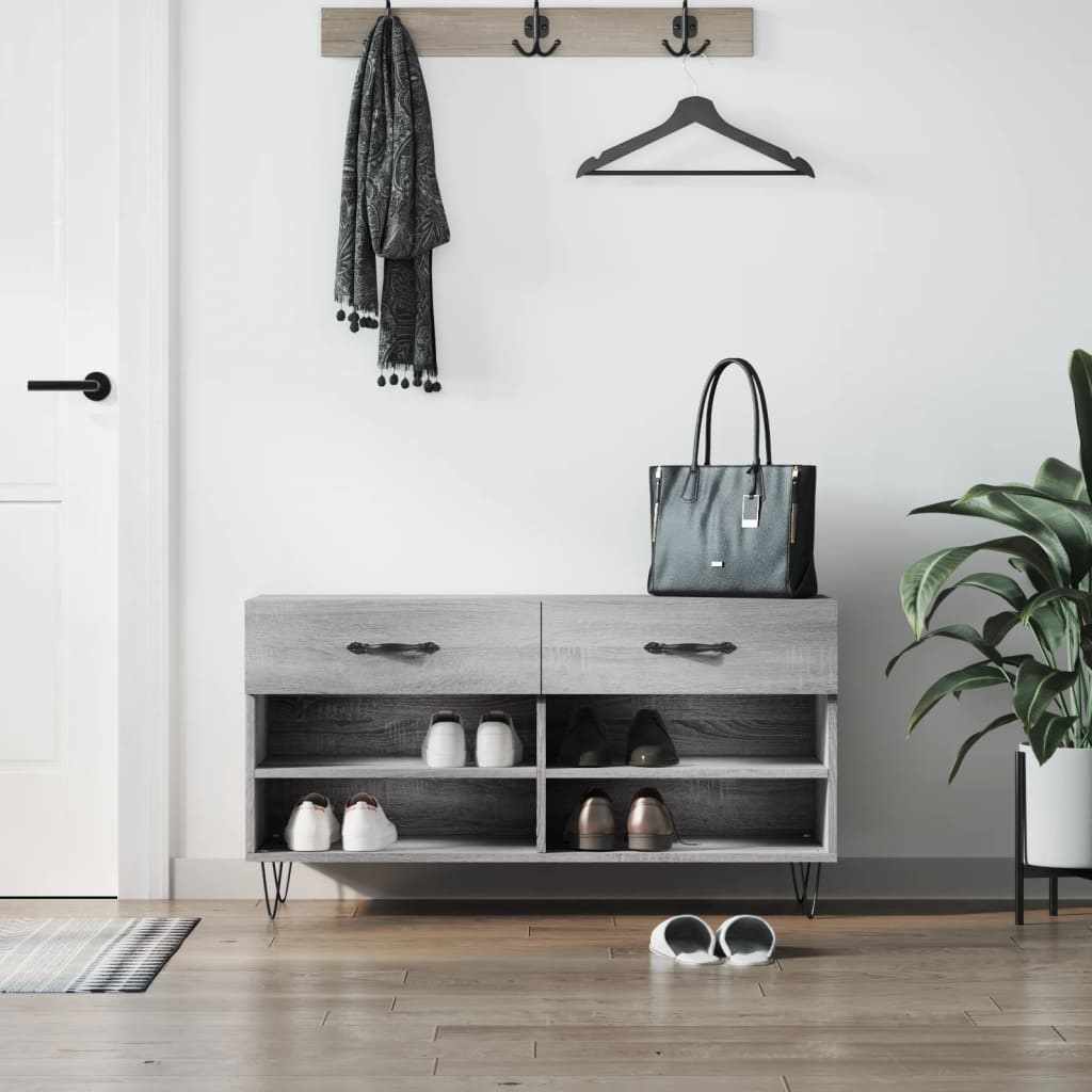 Vidaxx Schuhsofa 102x35x55 cm verarbeitetes Holzgrau Sonoma Eiche Farbe