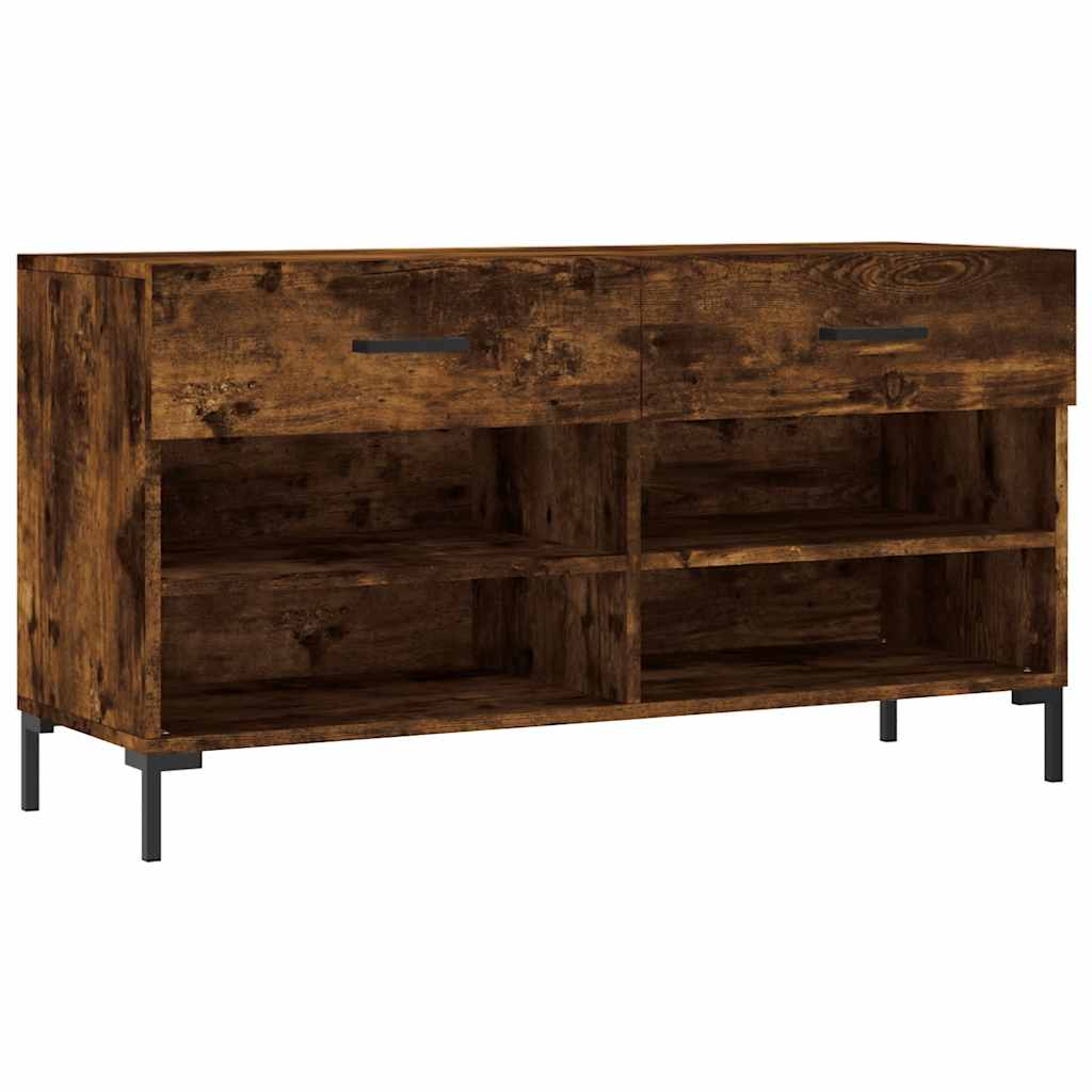 Vidaxxl -Schuhsofa 102x35x55 cm verarbeiteter Holzgeräuchchen -Eiche gefärbt
