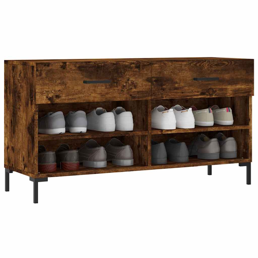 Vidaxxl -Schuhsofa 102x35x55 cm verarbeiteter Holzgeräuchchen -Eiche gefärbt