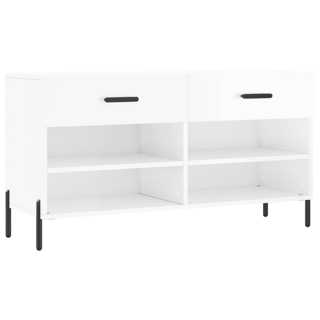Vidaxx Schuhsofa 102x35x55 cm lackiert in Holz Hochglanz weiß