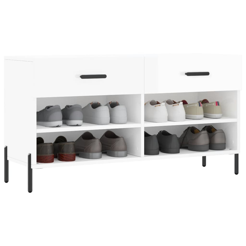 Vidaxx Schuhsofa 102x35x55 cm lackiert in Holz Hochglanz weiß