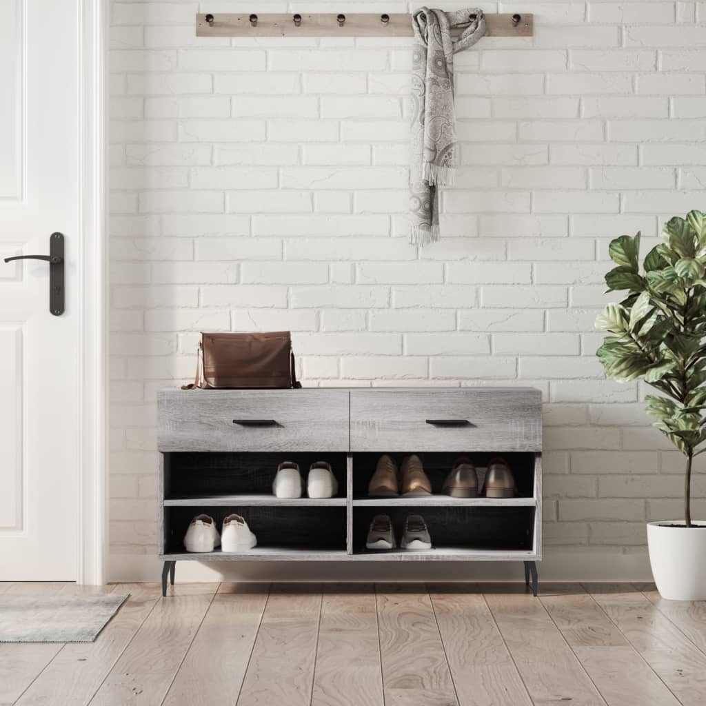 Vidaxx Schuhsofa 102x35x55 cm verarbeitetes Holzgrau Sonoma Eiche Farbe